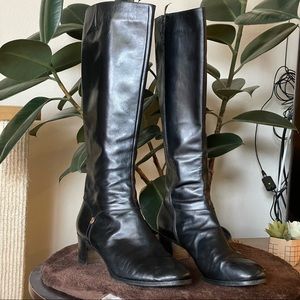 VINTAGE Ferragamo knee high black leather boots - size 9.5/10